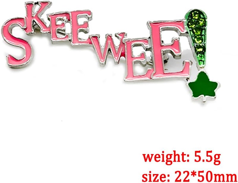 muiot Fashion Pink Green rhinestone letter SKEEWEE Metal Text Brooch sorority girl Jewelry PIN - Image 2